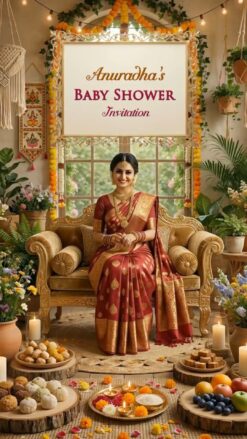 Family Theme 3D Baby Shower Invitation Video with Royal Sofa Seating and Elegant Homely Ambience