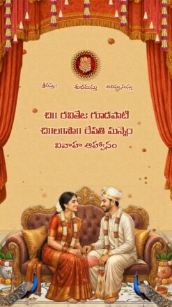 Jeelakarra Bellam Telugu Wedding Ritual Invitation Video with Falling Floral Petals and Classical Peacock Motifs