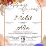 Soft Neutral Engagement Invitation Card with Featuring Dried Floral Elements, Pampas Grass & Modern Arch Design