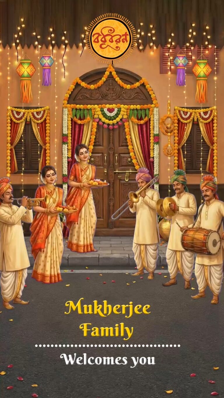 A Grand Bodhu Boron Ceremony Invitation Featuring Bengali Rituals Featuring a Lively Street Procession