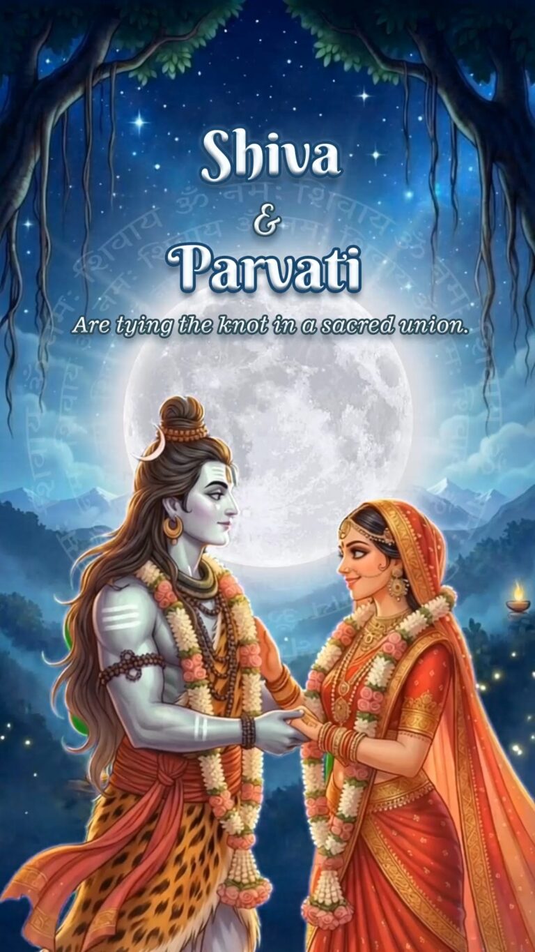 Divine Love of Shiva & Parvati Wedding Invitation Video with Sacred Garland Exchange and Heavenly Night Backdrop