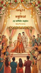 Grand Bengali Ashirbad Ceremony Invitation Video with Floral Mandap, Draped Stage Decor & Blessings-Filled Family Gathering