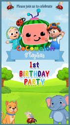 Joyful Cocomelon Birthday Invitation Video with Playful Cartoon Friends, Bright Rainbow and a Happy Outdoor Party Vibe