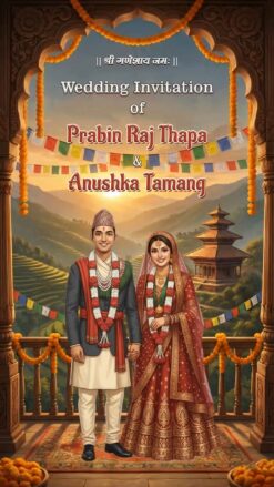 Nepali Couple Wedding Invitation Video with Scenic Mountain View and Reception