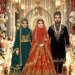 Opulent Royal Nikah Ceremony Invitation Video with Islamic Cartoon Couples and Reception