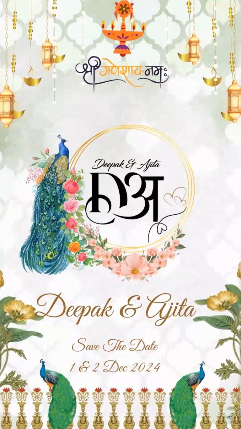 Royal Wedding Invitation Video with Ganesh Pujan, Mehndi, Haldi, Sagai, Sangeet, Mayra, Kalash, Barat, Reception