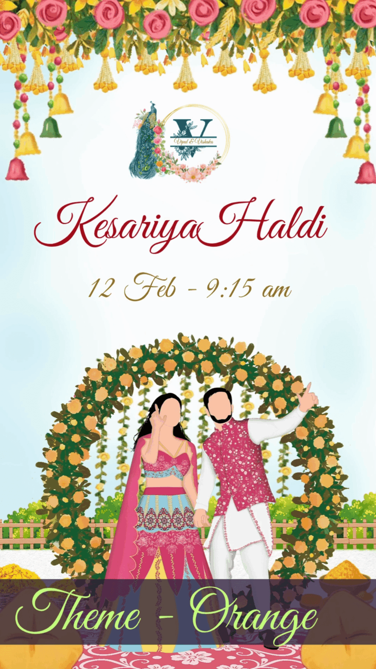 Indian Heritage Save the Date Invitation Video with Peacock and Mehndi, Ganesh Pujan, Haldi, Mayra, Sagai, DJ Night, Kalash, Barat, Reception