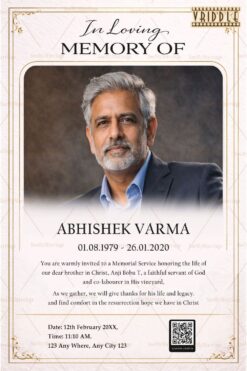 Minimal Gold Border Christian Memorial Invitation with Soft Portrait add photo Frame
