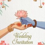 Shiva Parvati Theme Wedding Minimal Invitation Video with Lotus Exchange Illustration and Soft Pastel