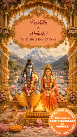 3D Shiv Parvati Wedding Invitation Video with Royal Floral Mandap
