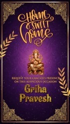 Griha Pravesh Housewarming Invitation Video with Ganesha Illustration & Purple Background