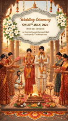 South Indian 3D Wedding Invitation Video with Temple Mandap Theme