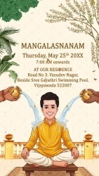 South Indian Wedding Invitation Video with Couple Caricatures & Telugu Ritual Theme